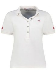 Geographical Norway Koszulka polo "Kars" w kolorze białym rozmiar: XXL. Białe bluzki damskie Geographical Norway, xxl, bez wzorów, z bawełny, bez kołnierzyka, bez ramiączek. Za 83.42 zł.