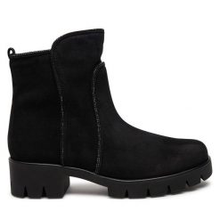 Botki Gabor. Czarne botki damskie Gabor, bez obcasa, na płaskiej podeszwie, bez zapięcia. Za 709.99 zł.