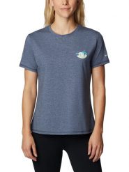 Columbia Koszulka "Sun Trek" w kolorze granatowym rozmiar: XS. Niebieskie bluzki damskie Columbia, xs, bez wzorów, bez kołnierzyka, bez ramiączek. Za 52.67 zł.