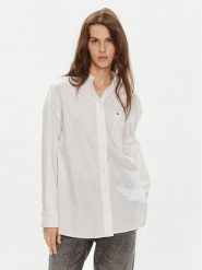 Tommy Jeans Koszula Essential DW0DW18659 Biały Oversize. Białe koszule damskie Tommy Jeans, s, bez wzorów, z bawełny, bez kołnierzyka, bez ramiączek. Za 419.99 zł.