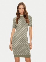 Guess Sukienka dzianinowa W3YK39 Z37K0 Zielony Regular Fit. Zielone sukienki damskie Guess, z aplikacjami, z dzianiny, bez ramiączek. Za 399.99 zł.