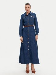 Fracomina Sukienka jeansowa FR25SD4004D417V6 Niebieski Regular Fit. Niebieskie sukienki damskie Fracomina, bez wzorów, z bawełny, bez ramiączek. Za 629.99 zł.