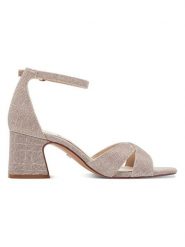 S.Oliver Sandały w kolorze beżowym na obcasie rozmiar: 38. Brązowe sandały damskie S.Oliver, bez wzorów, z otwartym noskiem, bez obcasa, na koturnie, bez zapięcia. Za 117.13 zł.