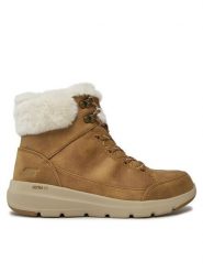 Skechers Botki Glacial Ultra Cozyly 144178/CSNT Brązowy. Brązowe botki damskie Skechers, z materiału, bez obcasa, na płaskiej podeszwie, bez zapięcia. Za 339.99 zł.