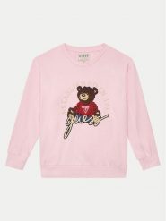Guess Bluza H5RJ01 KAD74 Różowy Regular Fit. Czerwone bluzy dziewczęce Guess, z aplikacjami, z bawełny, bez ramiączek, bez kaptura. Za 149.99 zł.