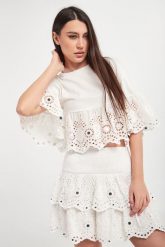 Bluzka BLUGIRL BLUMARINE. Bluzki damskie Blugirl Blumarine, bez wzorów, bez kołnierzyka, bez ramiączek. W wyprzedaży za 460.57 zł.