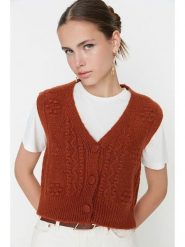 Trendyol Kardigan w kolorze jasnobrązowym rozmiar: L. Brązowe kardigany damskie Trendyol, l, bez wzorów. Za 52.99 zł.