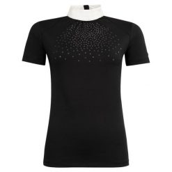 Damska koszulka polo na zawody BR Equitation Derby. Czarne bluzki damskie BR, bez wzorów, sportowe, bez kołnierzyka, bez ramiączek. Za 241.50 zł.