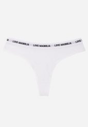 Białe Majtki Stringi z Bawełną Ozdobione Napisami Amero. Białe stringi Renee, bez wzorów, z bawełny. Za 7.99 zł.