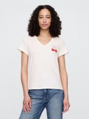 GAP Koszulka w kolorze kremowym rozmiar: XL. Brązowe bluzki damskie GAP, xl, bez wzorów, z bawełny, bez kołnierzyka, bez ramiączek. Za 43.99 zł.