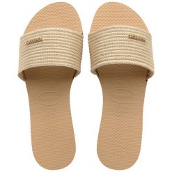 Klapki damskie Havaianas You Malta Metallic. Żółte klapki damskie Havaianas, bez wzorów, bez obcasa, bez zapięcia. Za 97.99 zł.