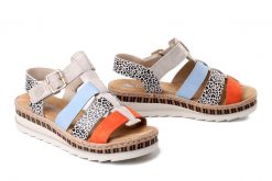 RIEKER V7904-90 multi, sandały damskie. Sandały damskie Rieker, bez wzorów, bez obcasa, bez zapięcia. Za 349.90 zł.