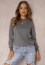 Ciemnoszara Bluza Sofaris. Szare bluzy damskie Renee, l, bez wzorów, z bawełny, bez kaptura. Za 24.99 zł.