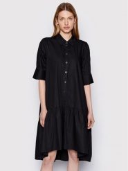 Gestuz Sukienka koszulowa Avaligz 10906320 Czarny Loose Fit. Czarne sukienki damskie Gestuz, bez wzorów, z bawełny, bez ramiączek. Za 369.99 zł.