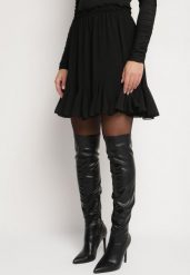 Czarna Rozkloszowana Spódnica z Wiskozą Ozdobiona Falbankami Linndilia. Czarne spódnice damskie Born2be, na co dzień, na lato, bez wzorów, z materiału, eleganckie, mini. Za 89.99 zł.