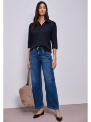 Street One Koszulka polo w kolorze granatowym rozmiar: 36. Niebieskie bluzki damskie Street One, bez wzorów, street, bez kołnierzyka, bez ramiączek. Za 123.53 zł.