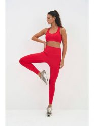 Onamaste Legginsy sportowe "Lotus" w kolorze czerwonym rozmiar: S/M. Czerwone legginsy sportowe damskie Onamaste, m, bez wzorów, z materiału, z podwyższonym stanem, outdoorowe. Za 136.95 zł.