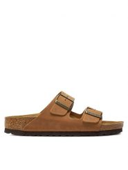 Birkenstock Klapki Arizona Leoi 1028401 Brązowy. Brązowe klapki damskie Birkenstock, bez wzorów, ze skóry, bez obcasa, bez zapięcia. Za 309.00 zł.