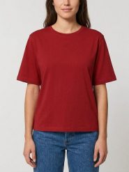 MOSS COPENHAGEN Koszulka "Melea" w kolorze bordowym rozmiar: XS/S. Czerwone bluzki damskie Moss Copenhagen, s, bez wzorów, z bawełny, bez kołnierzyka, bez ramiączek. Za 71.07 zł.