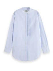 Scotch & Soda Bluzka w kolorze błękitno-białym rozmiar: 34. Niebieskie bluzki damskie Scotch & Soda, bez wzorów, z bawełny, bez kołnierzyka, bez ramiączek. Za 188.85 zł.