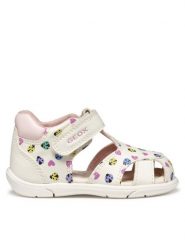 Geox Sandały B Sandal Zapito B556FB 000BC C0653 Biały. Białe sandały dziewczęce Geox, ze skóry, bez obcasa, bez zapięcia. Za 139.99 zł.