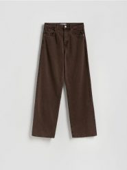 Jeansy wide leg - brązowy. Brązowe jeansy damskie Reserved. Za 139.99 zł.