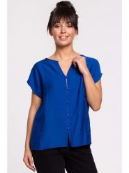 Be Wear Bluzka w kolorze niebieskim rozmiar: M. Niebieskie bluzki damskie Be Wear, m, bez wzorów, bez kołnierzyka, bez ramiączek. Za 105.38 zł.