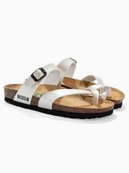 BACKSUN Japonki "Barcelone" w kolorze białym rozmiar: 40. Białe klapki damskie Backsun, bez wzorów, z otwartym noskiem, bez obcasa, bez zapięcia. Za 117.99 zł.