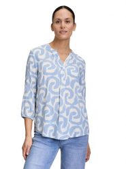 CARTOON Bluzka w kolorze błękitno-białym rozmiar: 36. Białe bluzki damskie Cartoon, bez wzorów, z bawełny, bez kołnierzyka, bez ramiączek. Za 113.99 zł.