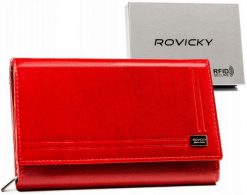 Portfel skórzany Rovicky CPR-001-BAR czerwony. Czerwone portfele damskie ROVICKY, bez wzorów, ze skóry. Za 121.99 zł.