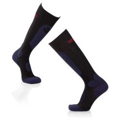 Skarpety narciarskie 3/4 długości z wełny merynosów, czarne, dżinsowe. Czarne rękawiczki damskie TRY TO FLY, bez wzorów, z wełny. W wyprzedaży za 117.64 zł.