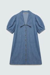 Sukienka damska mini jeansowa z bufiastymi rękawami niebieska jennie 270. Niebieskie sukienki damskie Big Star, bez wzorów, z denimu, retro, bez ramiączek. Za 249.99 zł.