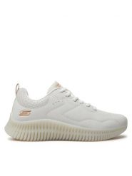 Skechers Sneakersy Bobs Geo-How Marvelous 117422/OFWT Biały. Białe obuwie sportowe damskie Skechers, ze skóry, bez zapięcia. Za 239.99 zł.