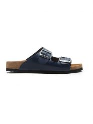 Comfortfusse Skórzane klapki w kolorze granatowym rozmiar: 39. Niebieskie klapki damskie Comfortfüße, bez wzorów, z otwartym noskiem, bez obcasa, bez zapięcia. Za 250.35 zł.