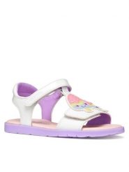 Geox Sandały J Sandal Joyfoot Gir J65P1C 000HH C0761 S Biały. Białe sandały dziewczęce Geox, ze skóry, bez obcasa, bez zapięcia. Za 229.99 zł.