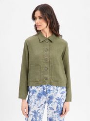 Marie Lund Lniana kurtka Kobiety len (100%) zielony, 40. Zielone kurtki damskie Marie Lund, na lato, bez wzorów, ze lnu, bez kaptura. Za 229.95 zł.