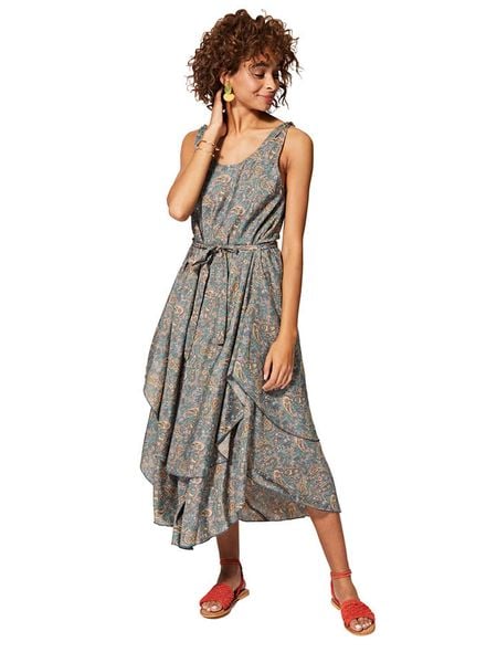 Aller Simplement Sukienka w kolorze błękitno-beżowym rozmiar: 38/40. Brązowe sukienki damskie Aller Simplement, bez wzorów, klasyczne, bez ramiączek. Za 61.17 zł.