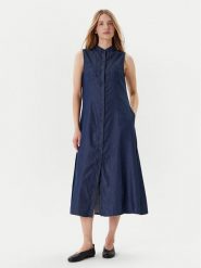 United Colors Of Benetton Sukienka codzienna 44KCDV0BH Granatowy Regular Fit. Niebieskie sukienki damskie United Colors Of Benetton, bez wzorów, z bawełny, bez ramiączek. Za 289.99 zł.