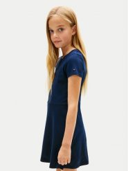 Tommy Hilfiger Sukienka codzienna Skater KG0KG09284 Granatowy Regular Fit. Niebieskie sukienki dziewczęce Tommy Hilfiger, bez wzorów, z bawełny, bez ramiączek, proste. Za 289.99 zł.