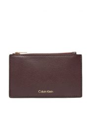 Calvin Klein Portfel Foil Logo Top Zip Cardcase LV04F1090G Bordowy. Czerwone portfele damskie Calvin Klein, bez wzorów, ze skóry. Za 179.99 zł.