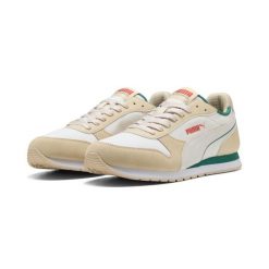 Sneakersy unisex St Miler Retro Run PUMA Warm White Canvas Wild Green Beige. Białe obuwie sportowe casual damskie Puma, bez zapięcia. Za 299.00 zł.