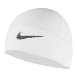 Elastyczna Czapka Z Dzianiny Z Logo. Białe czapki damskie Nike, bez wzorów, z dzianiny. Za 151.50 zł.