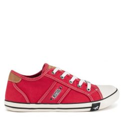 Trampki Mustang. Czerwone trampki damskie Mustang, bez wzorów, bez zapięcia. Za 229.99 zł.