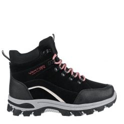 Buty turystyczne damskie Vorra. Czarne obuwie trekkingowe damskie Aulp, z gumy, przed kolano, bez zapięcia. Za 199.99 zł.