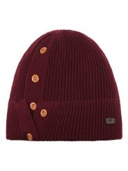 Eisbär Czapka beanie "Cole" w kolorze bordowym rozmiar: onesize. Czerwone czapki damskie Eisbär, z aplikacjami, z materiału. Za 96.37 zł.
