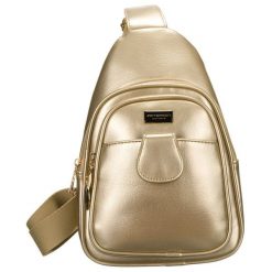 Złota błyszcząca saszetka nerka damska ze skóry ekologicznej plecaczek na jedno ramię Peterson. Żółte nerki i saszetki damskie Peterson, bez wzorów, z materiału. Za 94.99 zł.