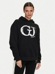 Guess Bluza Sara V4YQ00 K68I4 Czarny Relaxed Fit. Czarne bluzy damskie Guess, xxs, z aplikacjami, z bawełny, bez kaptura. Za 189.99 zł.