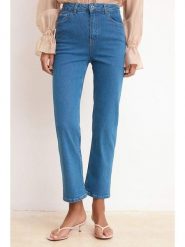 Trendyol Dżinsy - Straight fit - w kolorze niebieskim rozmiar: 42. Niebieskie jeansy damskie Trendyol, z podwyższonym stanem. Za 132.98 zł.