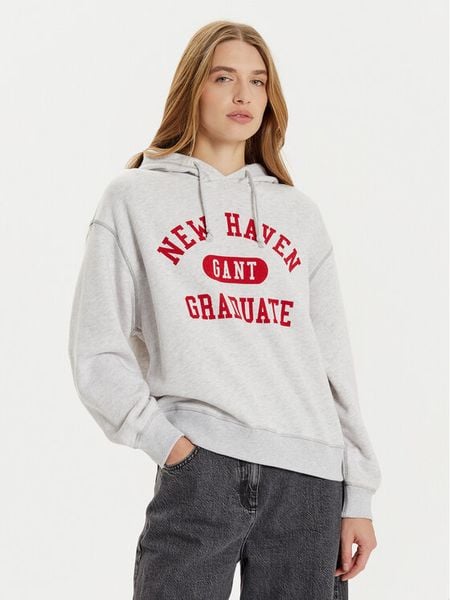 Gant Bluza 4201250 Szary Regular Fit. Szare bluzy damskie Gant, s, bez wzorów, z bawełny, bez kaptura. Za 439.99 zł.