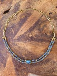 Taboo Pozłacany naszyjnik z labradorytami - dł. 40 cm rozmiar: onesize. Niebieskie naszyjniki damskie Taboo, z labradorytem, pozłacane. Za 173.99 zł.